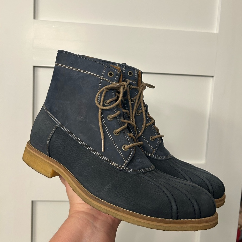 Johnston & Murphy Howell Duck Boots Navy Crepe Sole Waterproof Size 10